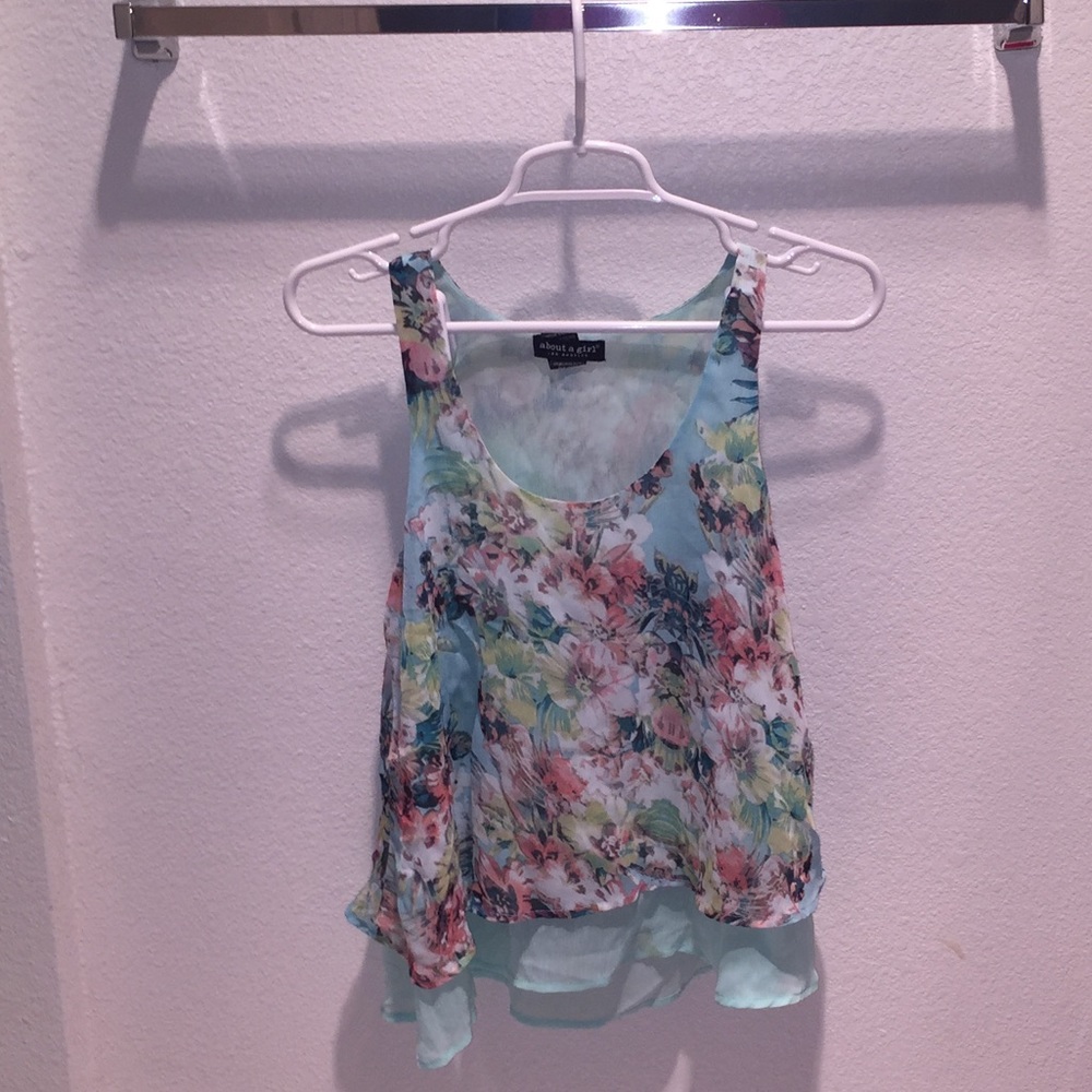 Mint Floral Flowy Tank